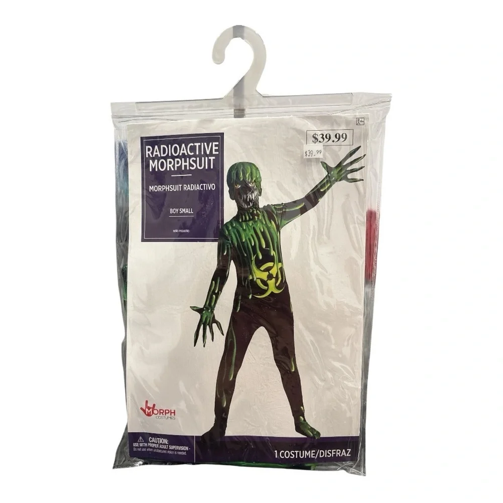 NWT Radioactive Morphsuit Child Costume Halloween Green Black Size Small 4-6